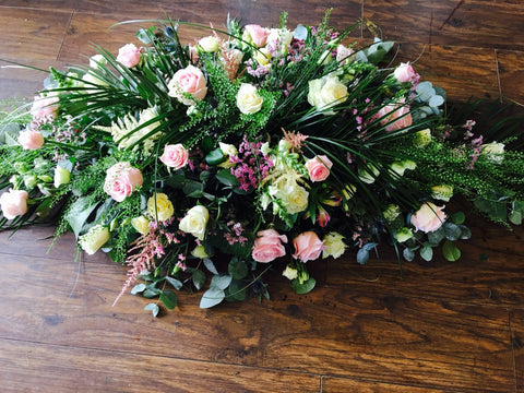 Pink and White Rose Double Ended Coffin Spray