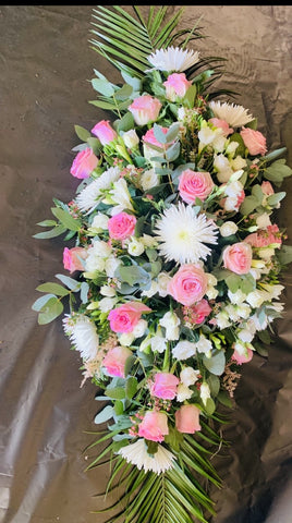 Pink, White and Cream Double Ended Coffin Spray