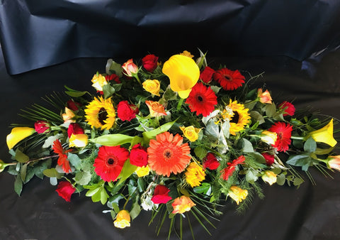 Red, Yellow and Orange Double Ended Coffin Spray